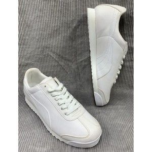 Puma Roma Classic Sneaker  Shoes Men 13 Triple White Casual Lace Up 353572-21